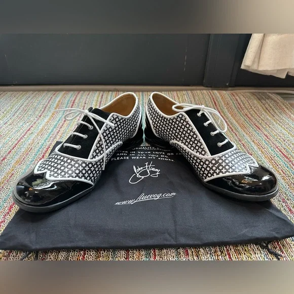 SOLD! Fluevog NEW Fellowship Martha x/o print contrast lace-up loafers -10/10.5 - Picture 10 of 16
